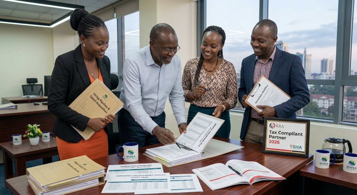 Kenyan HR and operations team reviewing workforce records